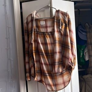 Hooded plaid button up shirt